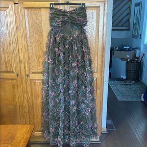 Floral Green Maxi Skirt